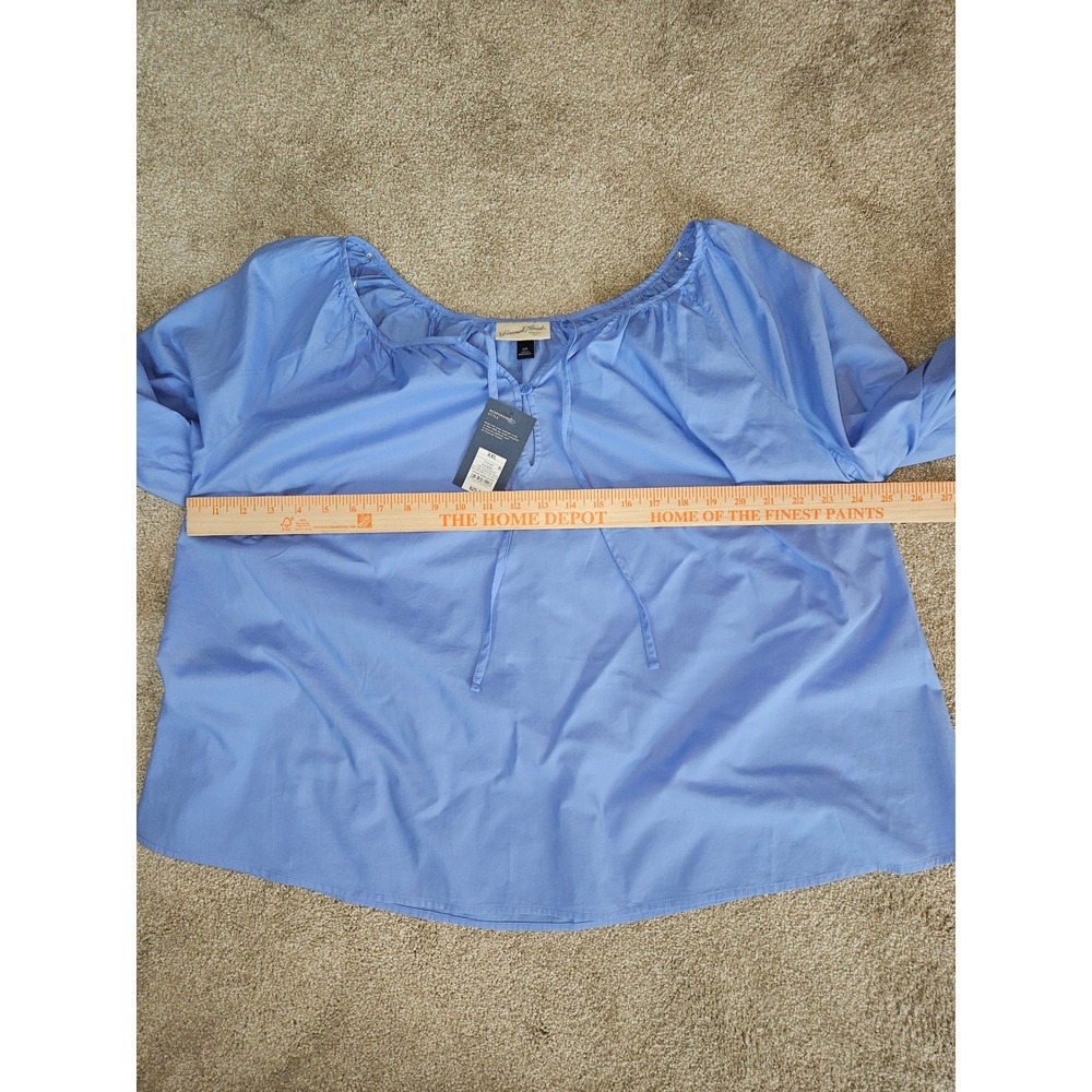 Universal Thread Top Womens XXL Blue‎ NEW Balloon Sleeve Peasant Coastal Boho - Picture 8 of 12